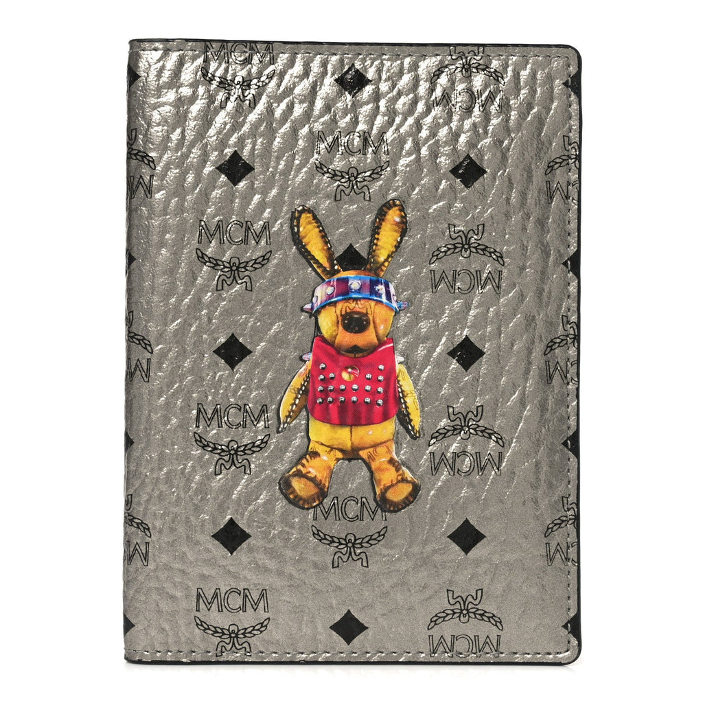 Metallic Visetos Rabbit Passport Holder Silver