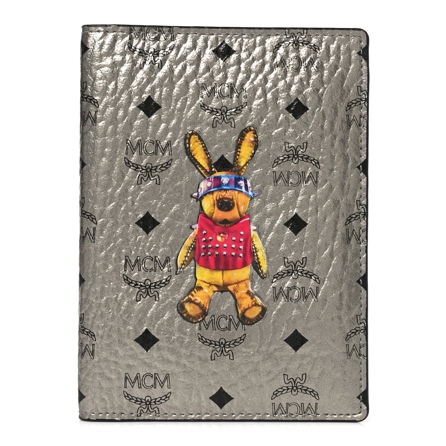 Metallic Visetos Rabbit Passport Holder Silver