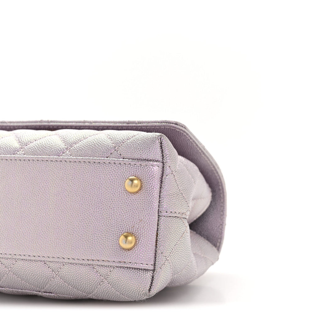 Metallic Caviar Quilted Mini Coco Handle Flap Light Pink