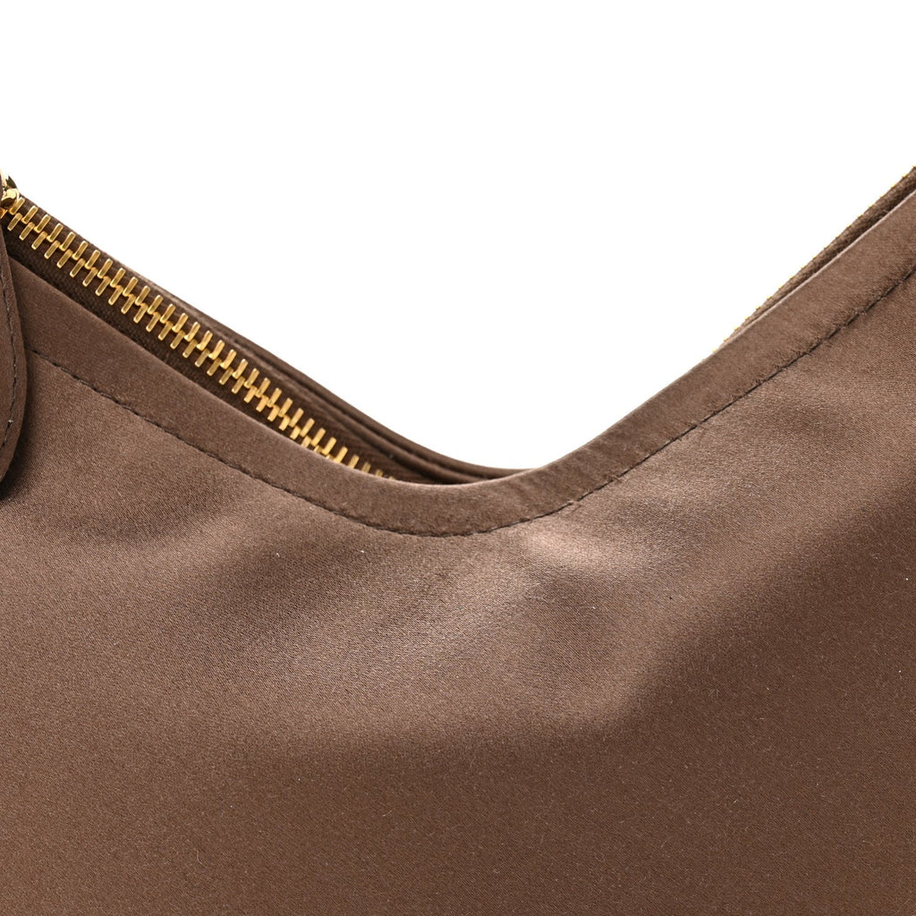 Satin Crystal Mini Vlogo Moon Bag Brown