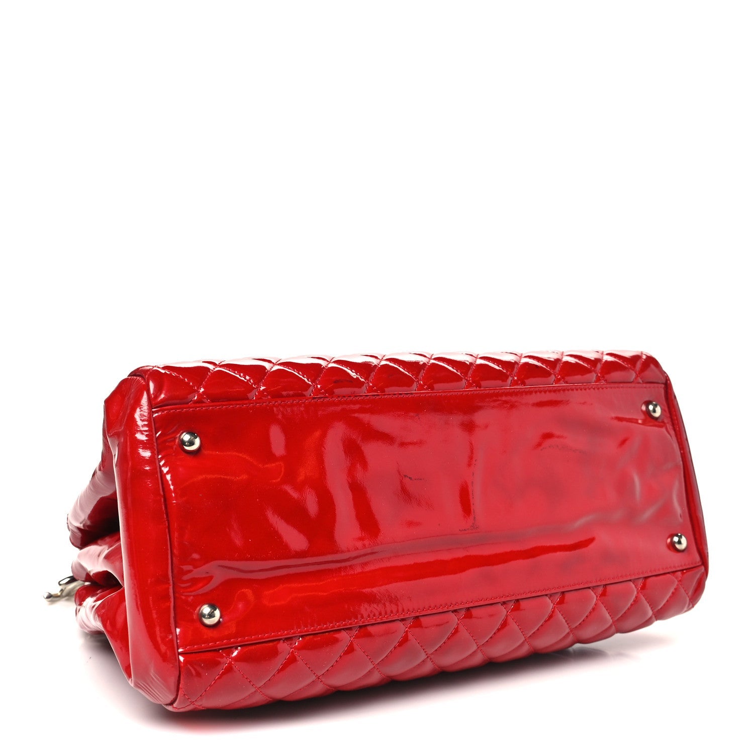 Patent Quilted Large Just Mademoiselle Bowling Bag Red