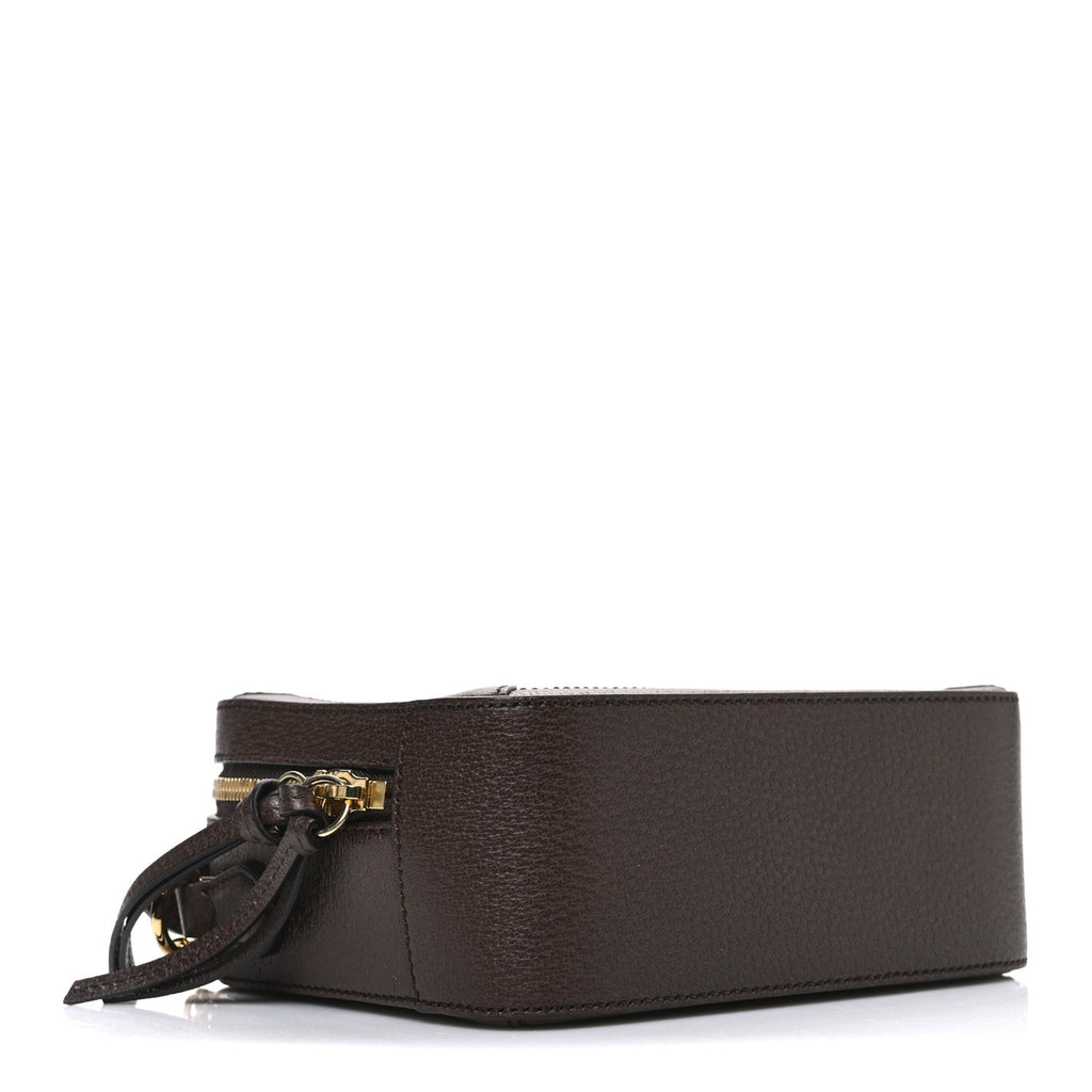 Canvas Textured Calfskin Web Mini Ophidia Top Handle Shoulder Bag Easy Yellow Dark Brown