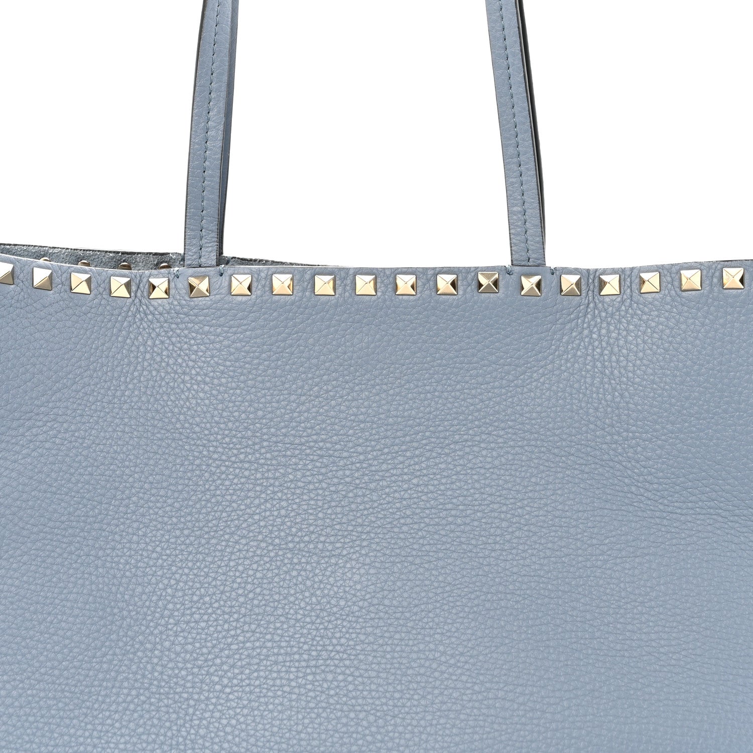 Grained Calfskin Rockstud Shoulder Tote Niagara