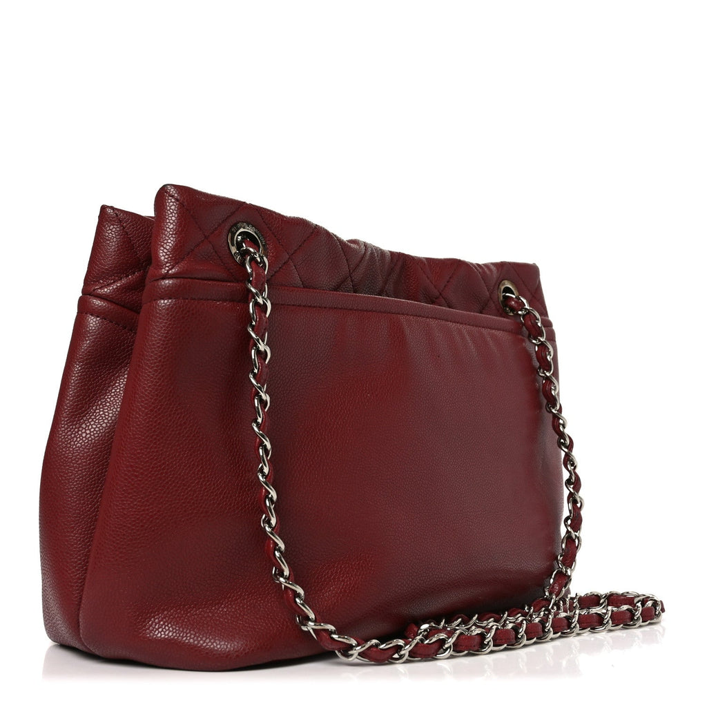 Caviar Quilted Large Timeless CC Soft Tote Dark Red