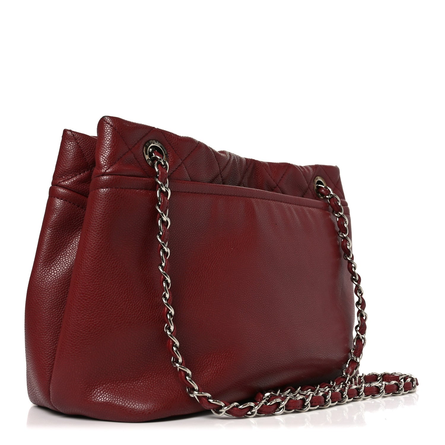 Caviar Quilted Large Timeless CC Soft Tote Dark Red