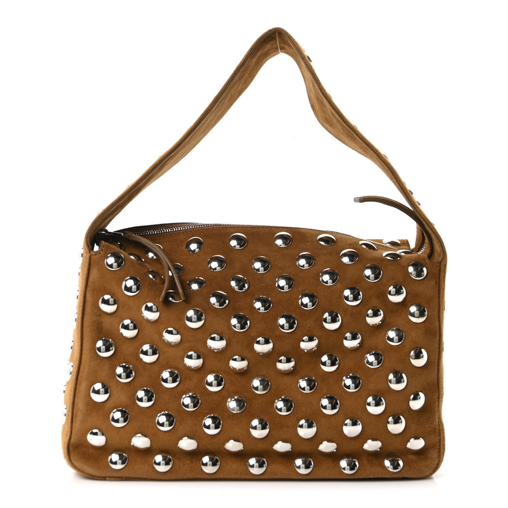 Pebbled Sport Calfskin Studded Elena Nougat