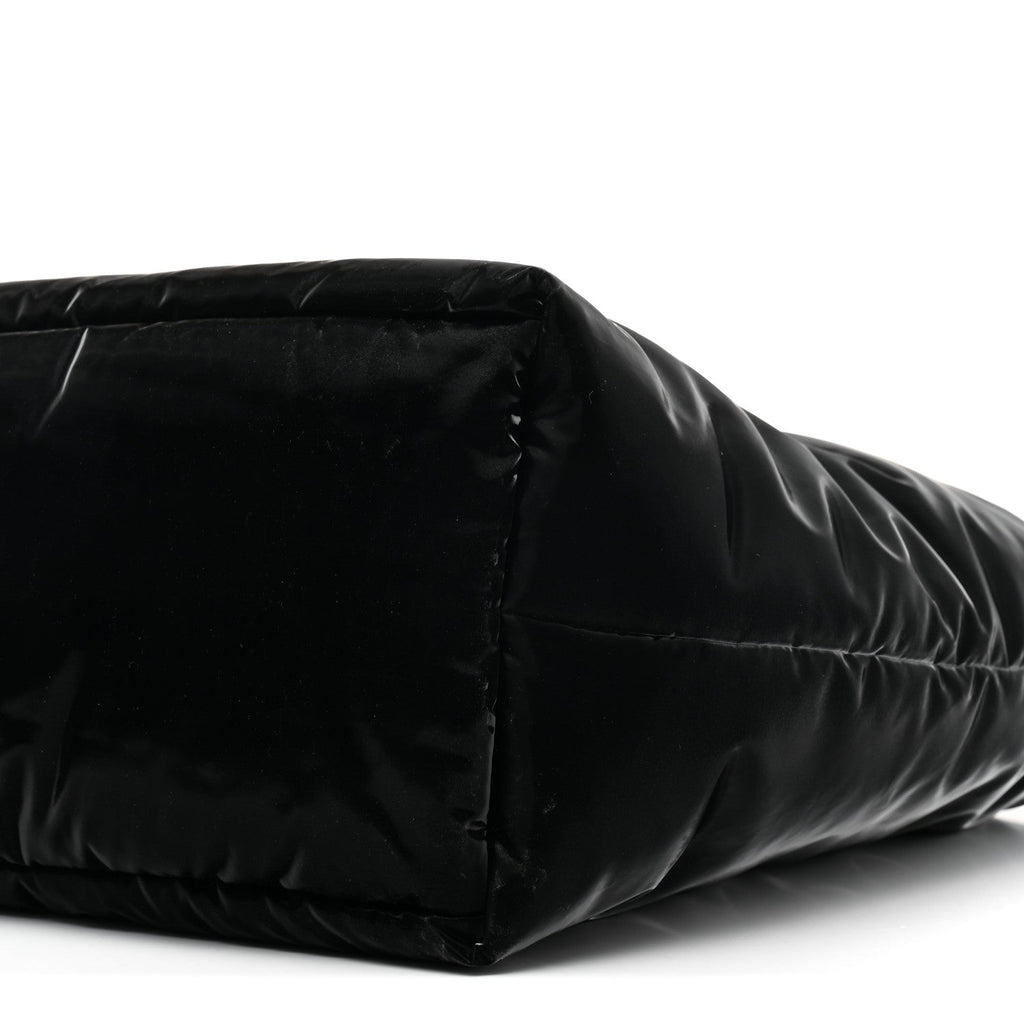 Silktech Canvas Wide Puffer Tote Black