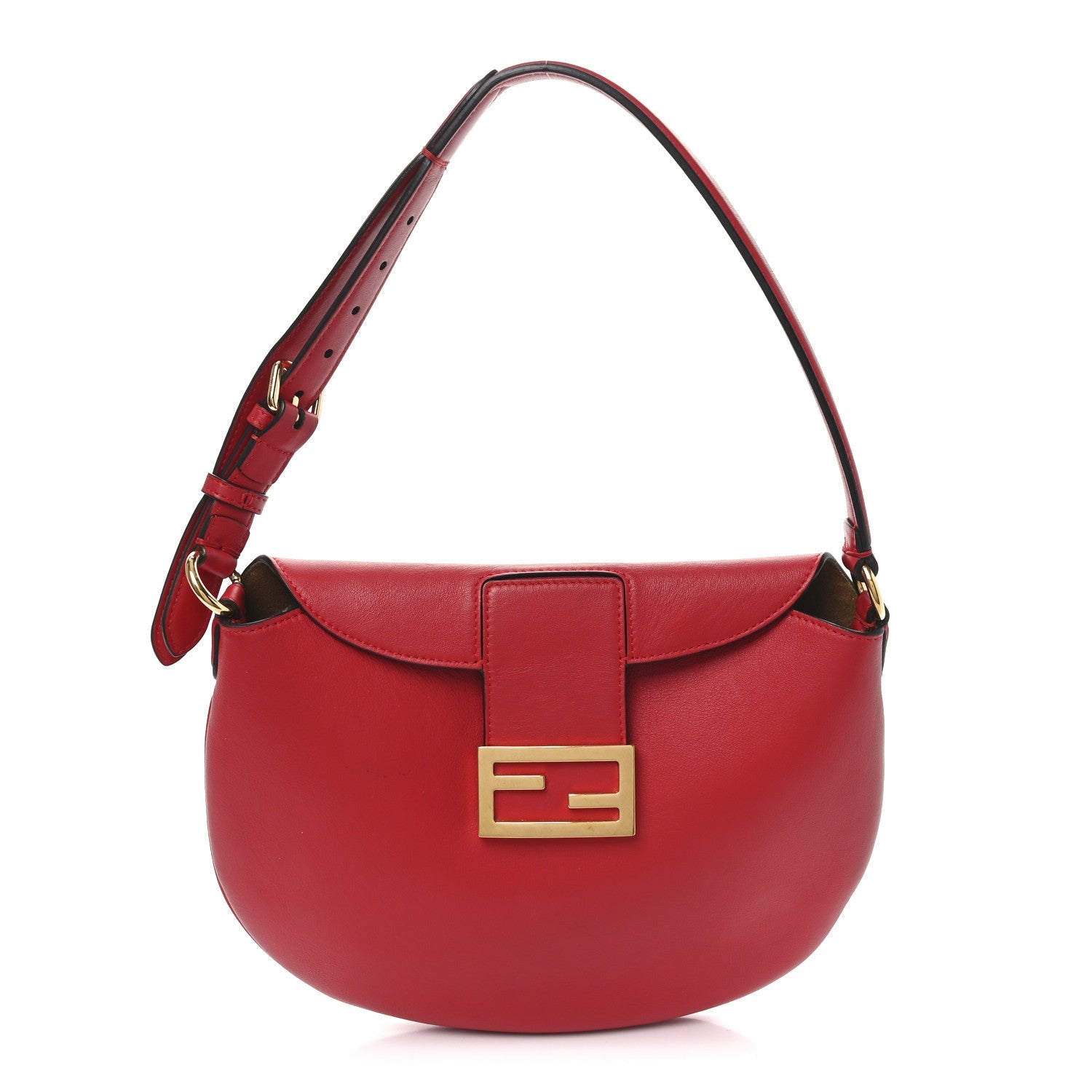 Vitello Grace Suede Small Croissant Hobo Rosso inale