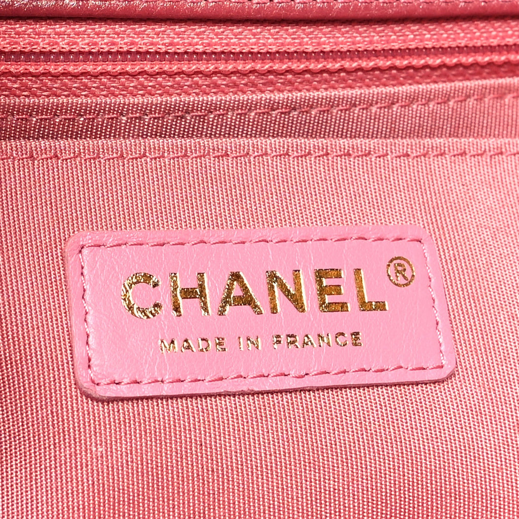 Calfskin Chevron Quilted Mini Statement Flap Pink
