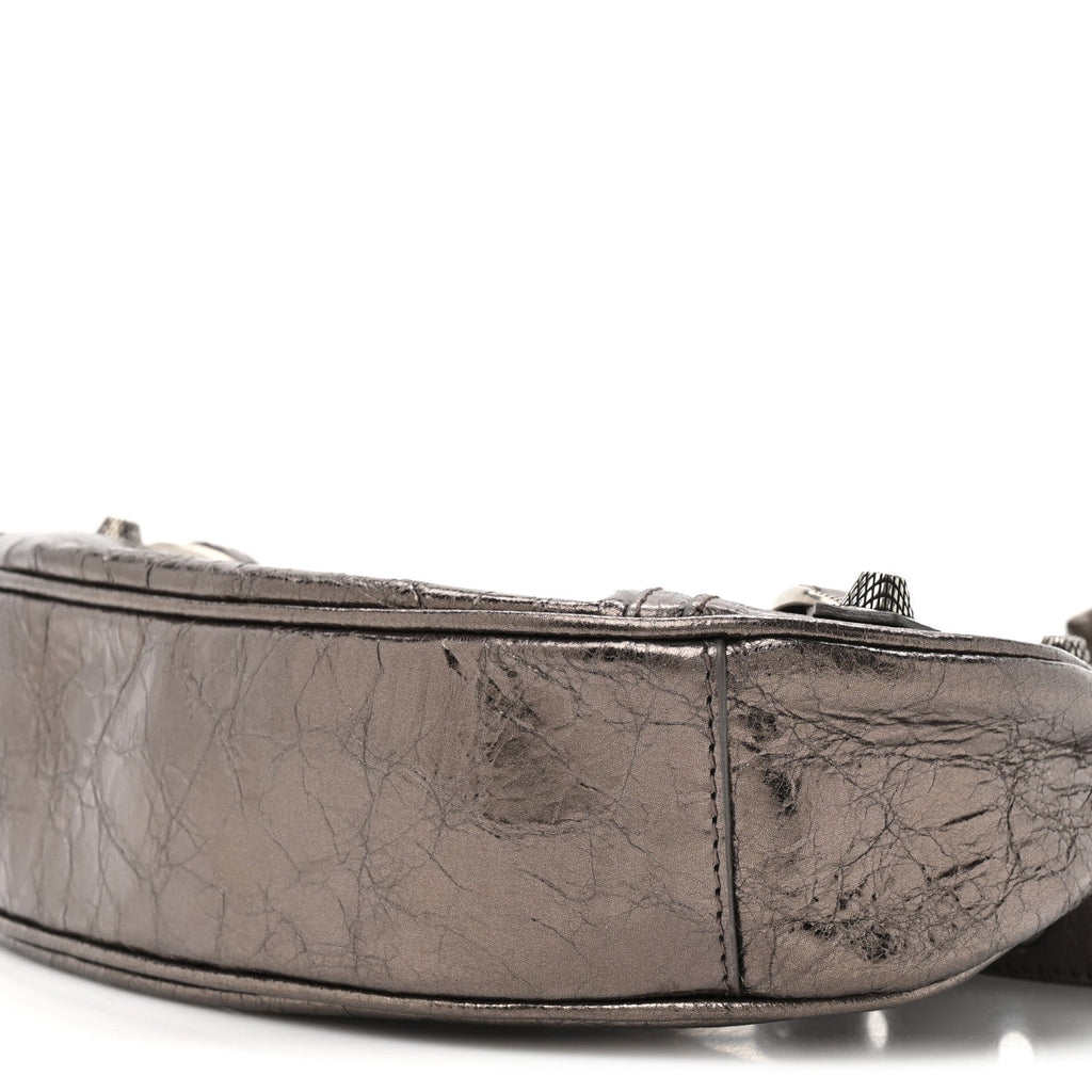 Metallic Agneau Arena Le Cagole Shoulder Bag XS Dark Bronze