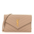 Grain De Poudre Matelasse Chevron Monogram Envelope Chain Wallet Dark Beige