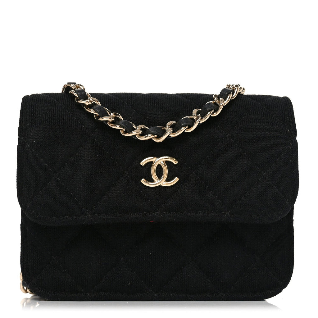 Jersey Quilted Micro Mini Flap Black