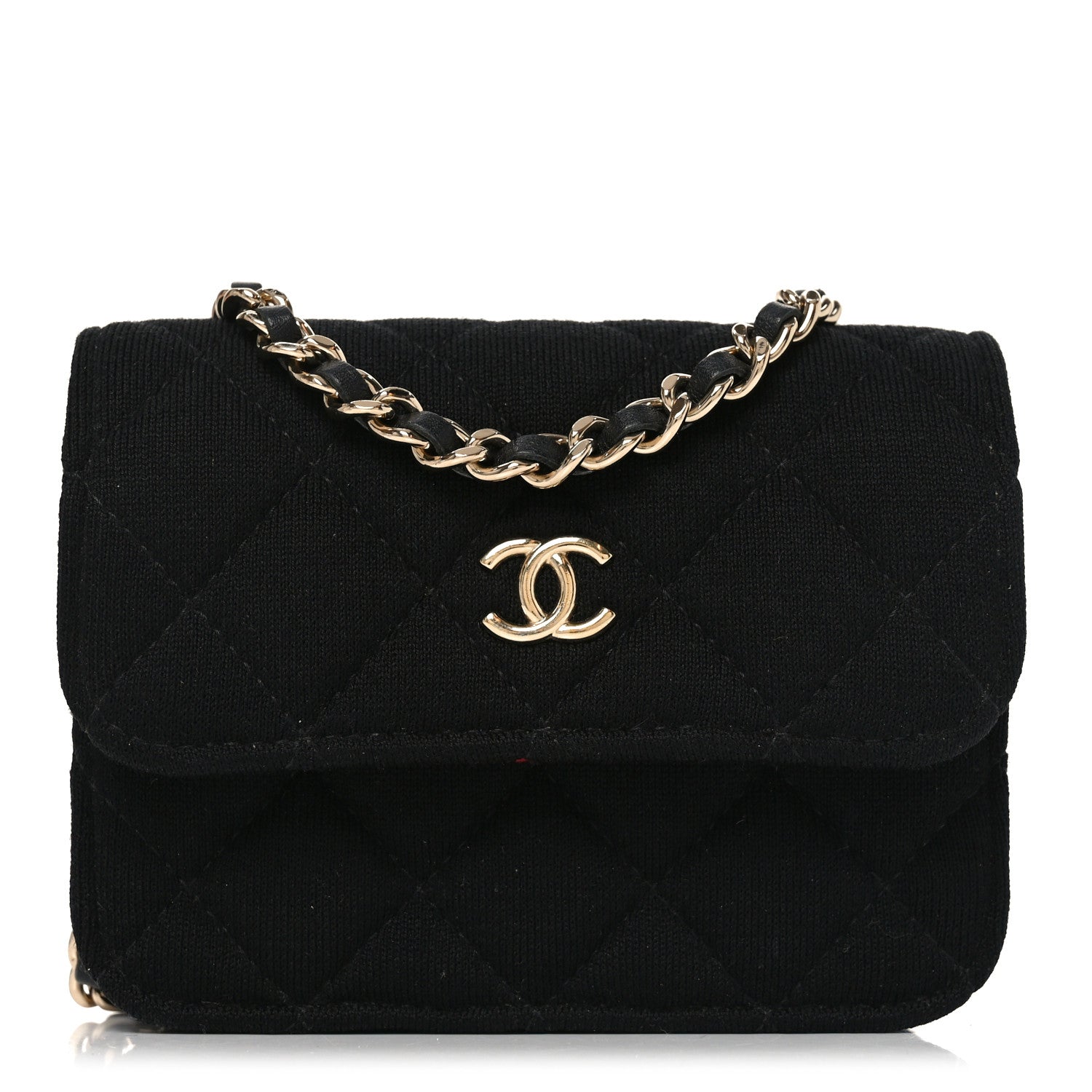 Jersey Quilted Micro Mini Flap Black