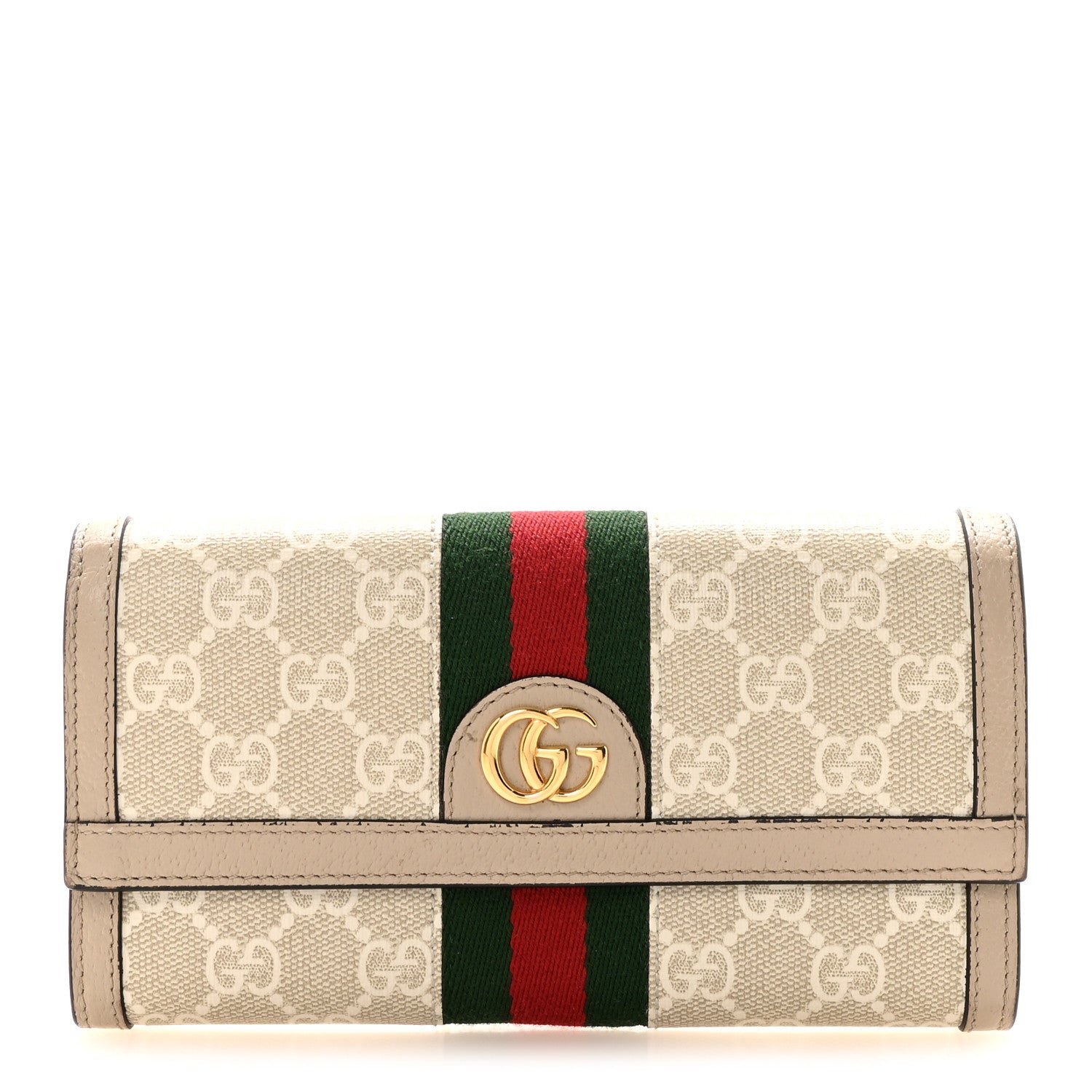 GG Supreme Monogram Web Ophidia Continental Wallet Beige Mystic White Oatmeal