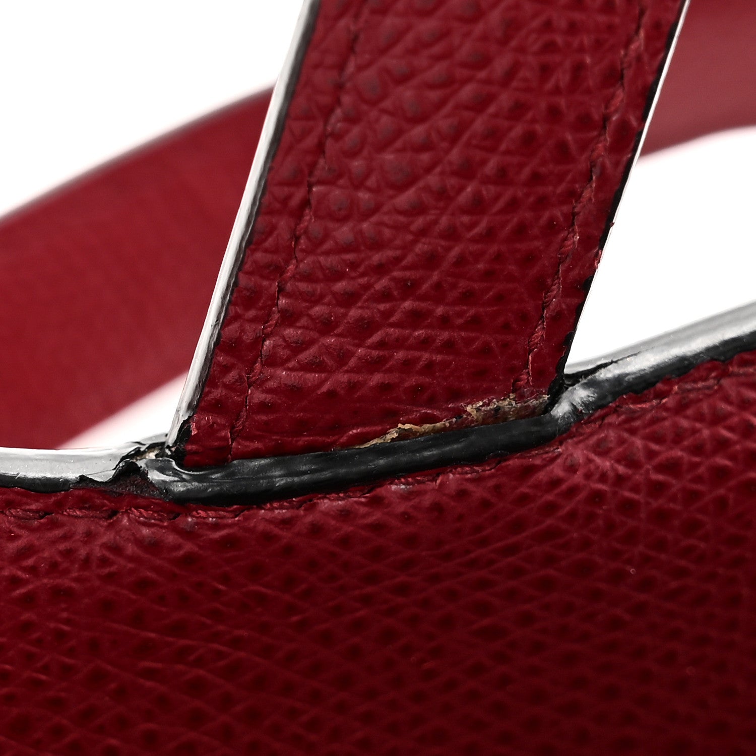 Grained Calfskin Mini Saddle Bag Red
