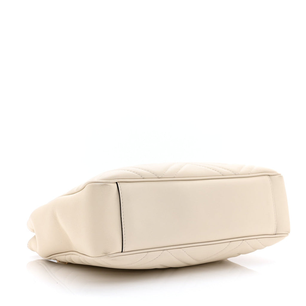 Calfskin Matelasse Medium GG Marmont Open Top Shoulder Bag White
