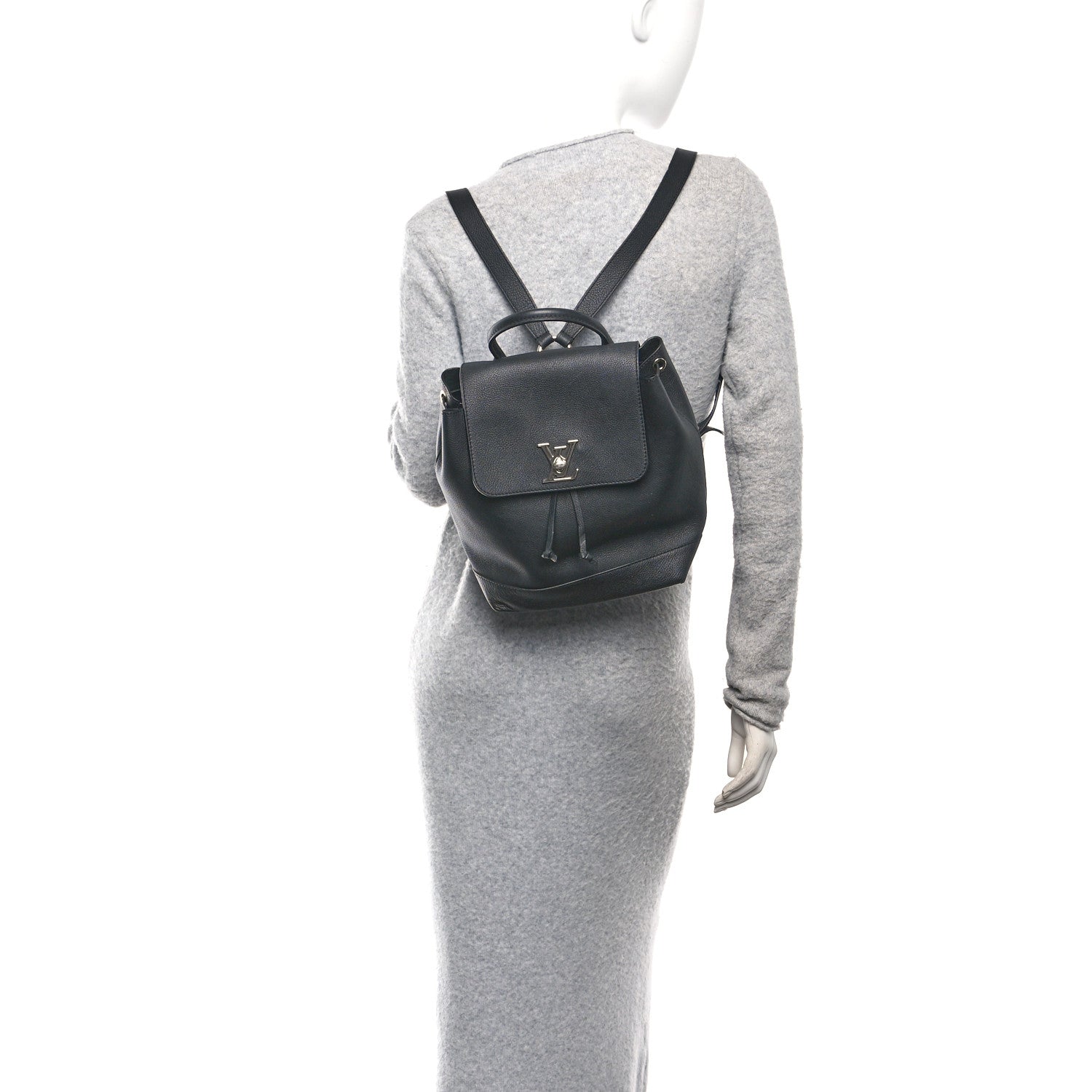 Calfskin Lockme Backpack Black