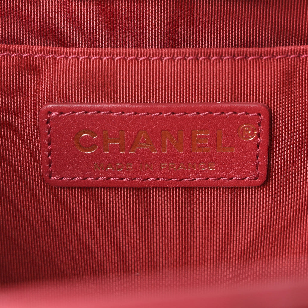 Calfskin Quilted Small CC Chain Accordion Tote Red