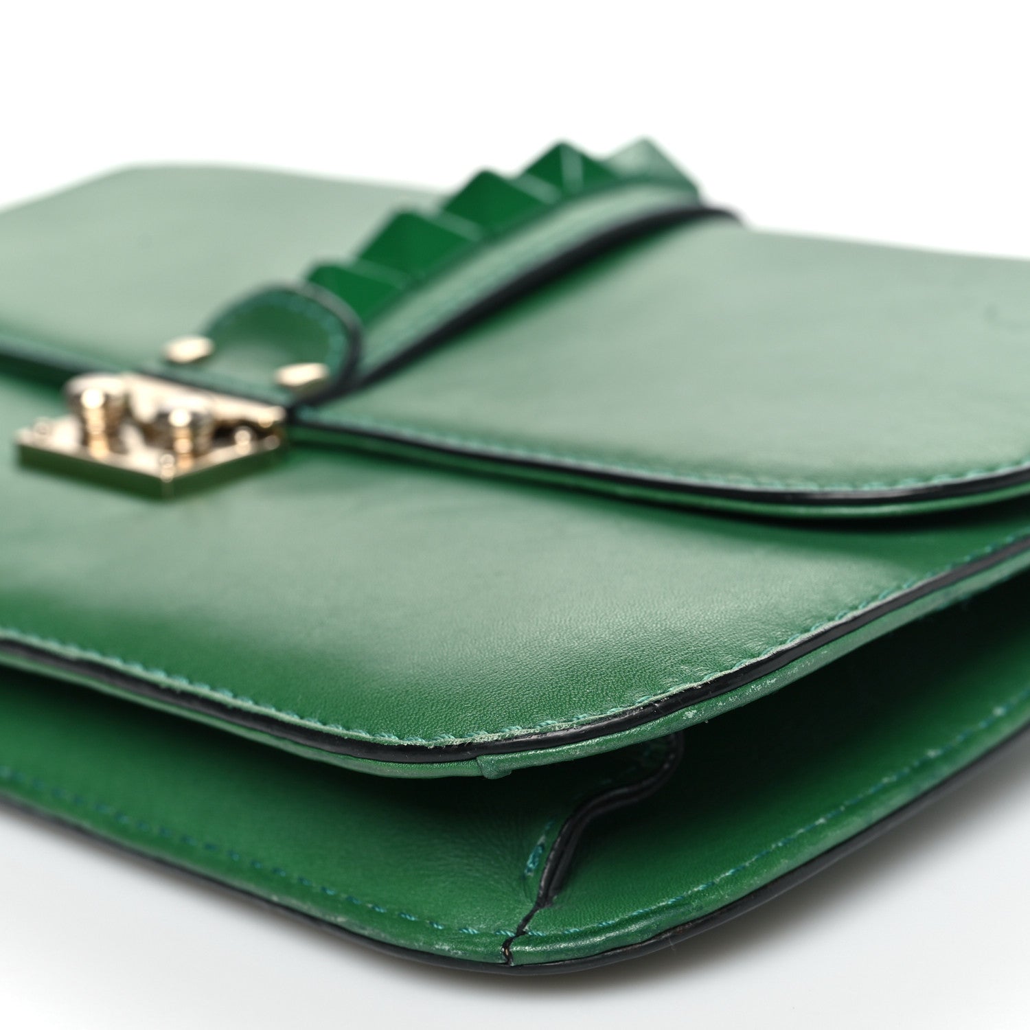 Vitello Medium Glam Lock Rockstud Flap Pop Green