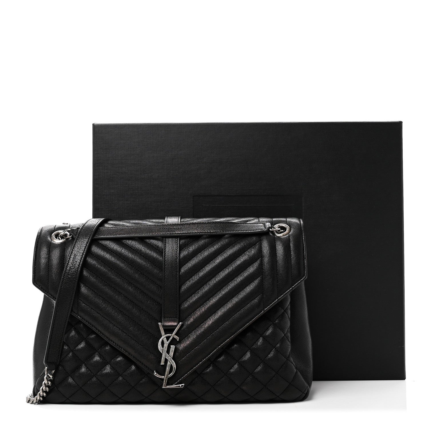 Calfskin Mixed Matelasse Triquilt Large Monogram Satchel Black