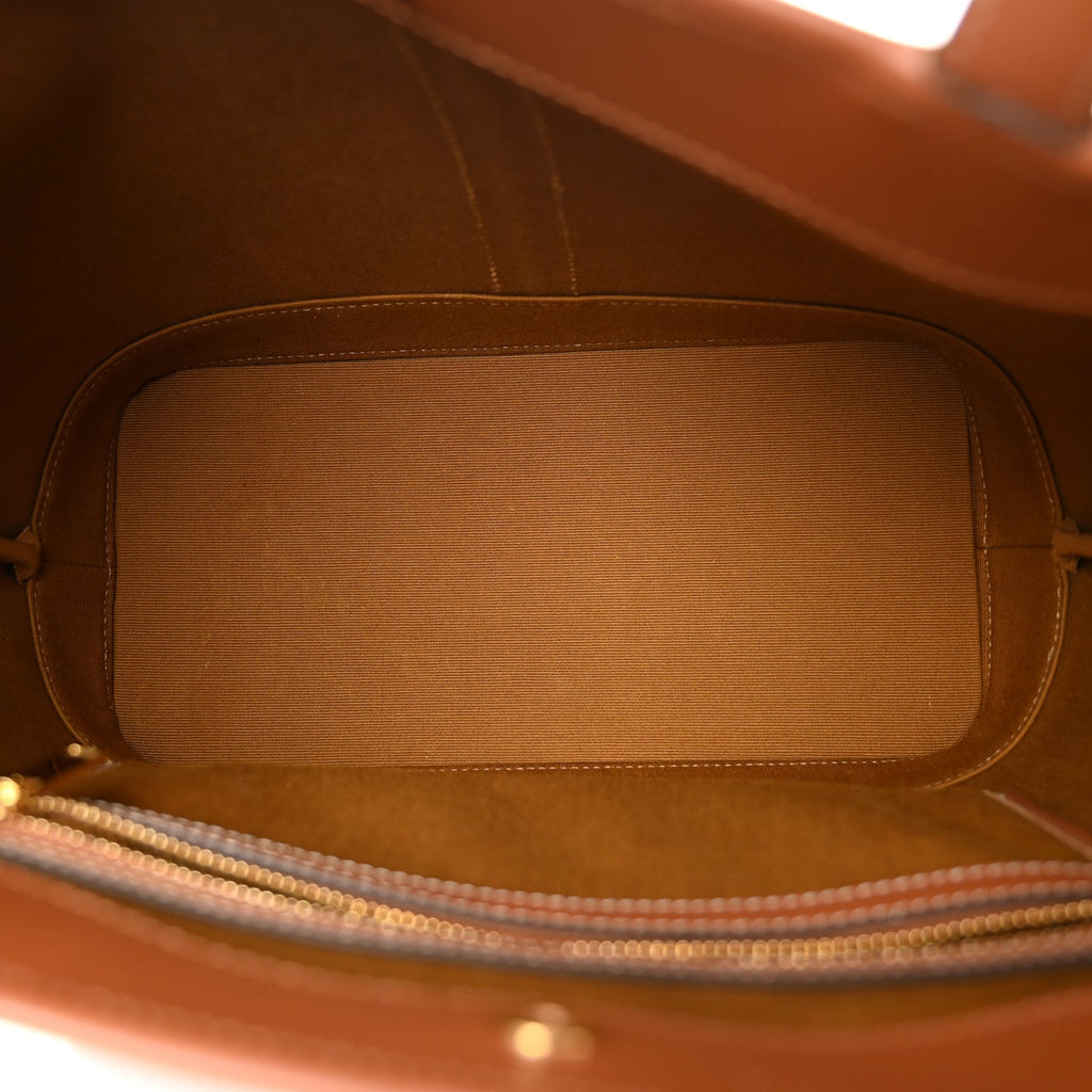 Triomphe Canvas Calfskin Small Cabas Bag Tan