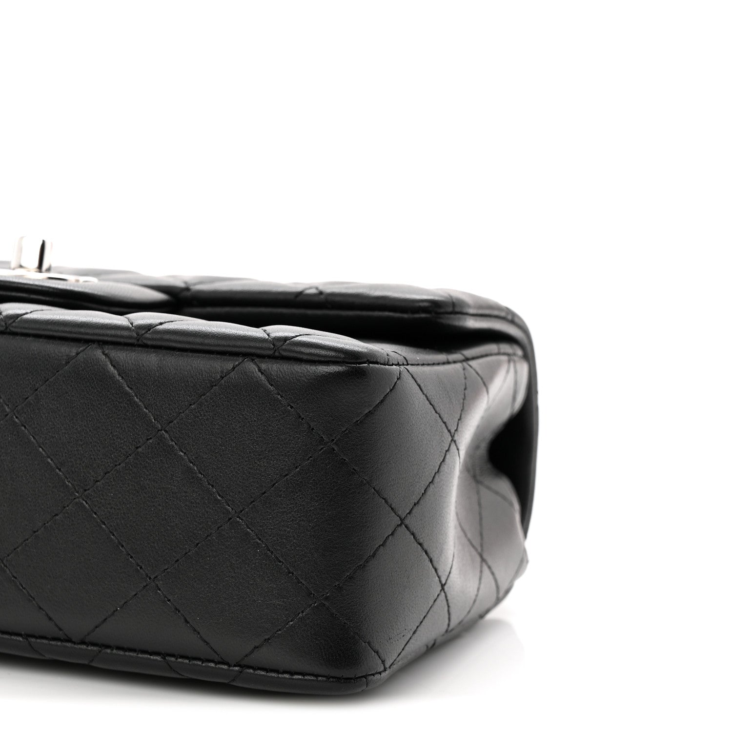 Lambskin Quilted Mini Rectangular Flap Black