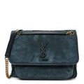 Suede Monogram Medium Niki Chain Satchel Green