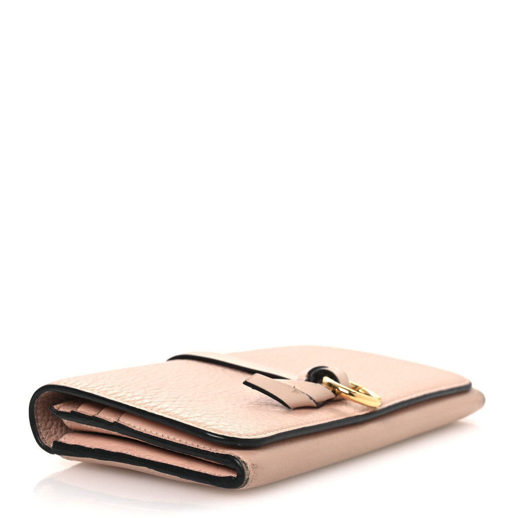 Calfskin Alphabet Long Wallet Blush Nude