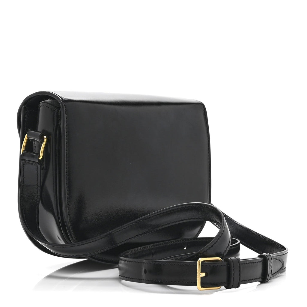 Shiny Calfskin Besace Clea Triomphe Black