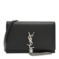 Smooth Calfskin Classic Monogram Kate Tassel Chain Wallet Black