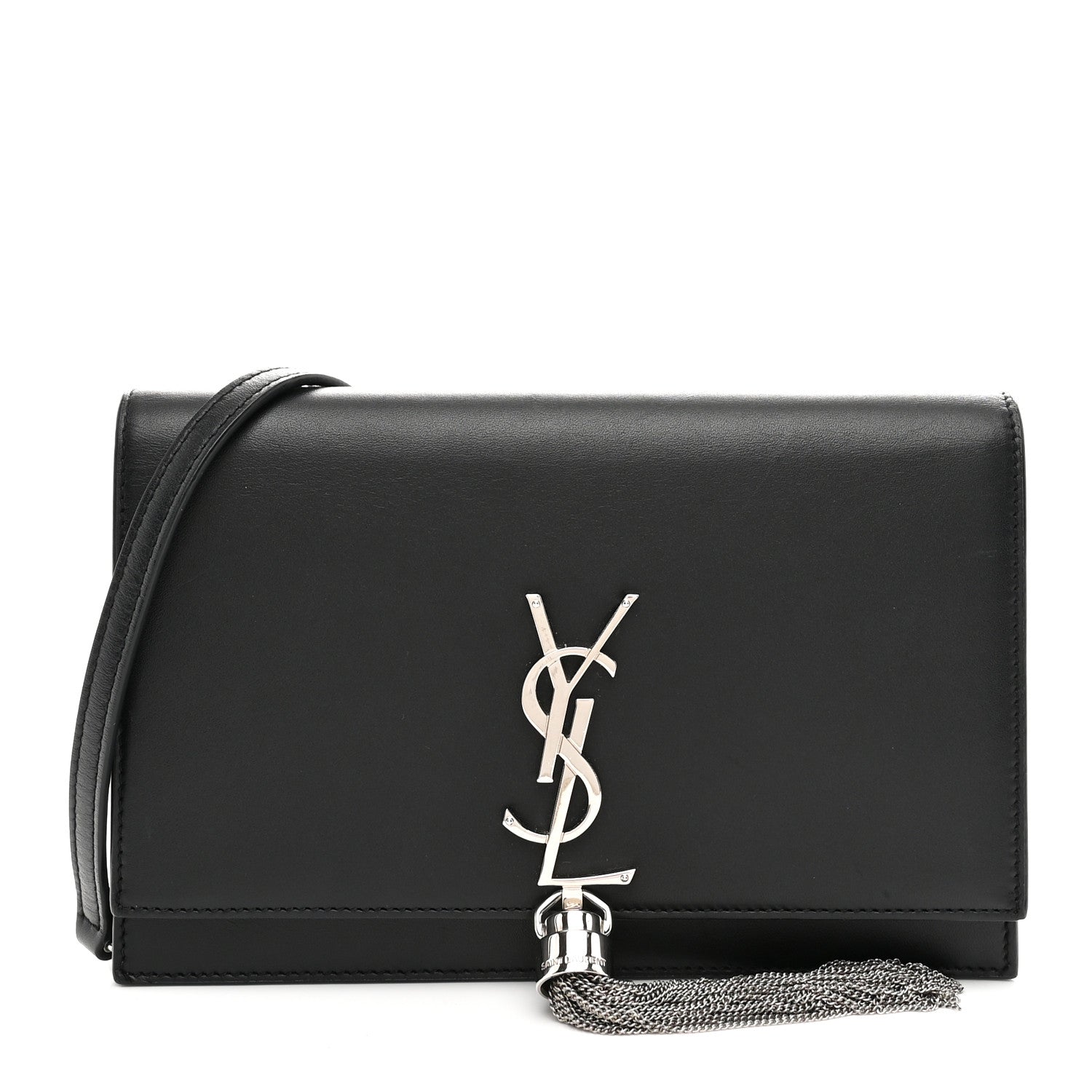 Smooth Calfskin Classic Monogram Kate Tassel Chain Wallet Black