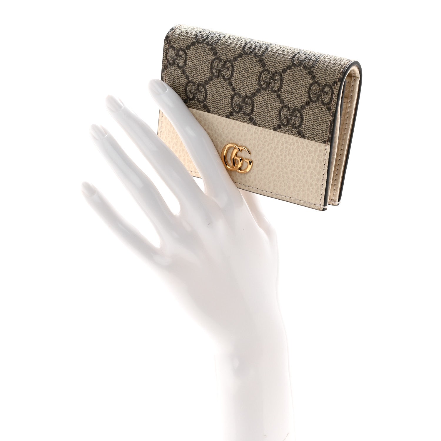 Dollar Calfskin GG Supreme Monogram GG Marmont  Case Mystic White Beige Ebony