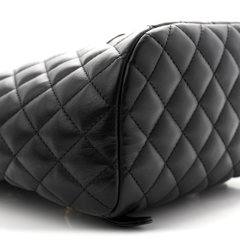 Lambskin Quilted Small Urban Spirit Backpack Black
