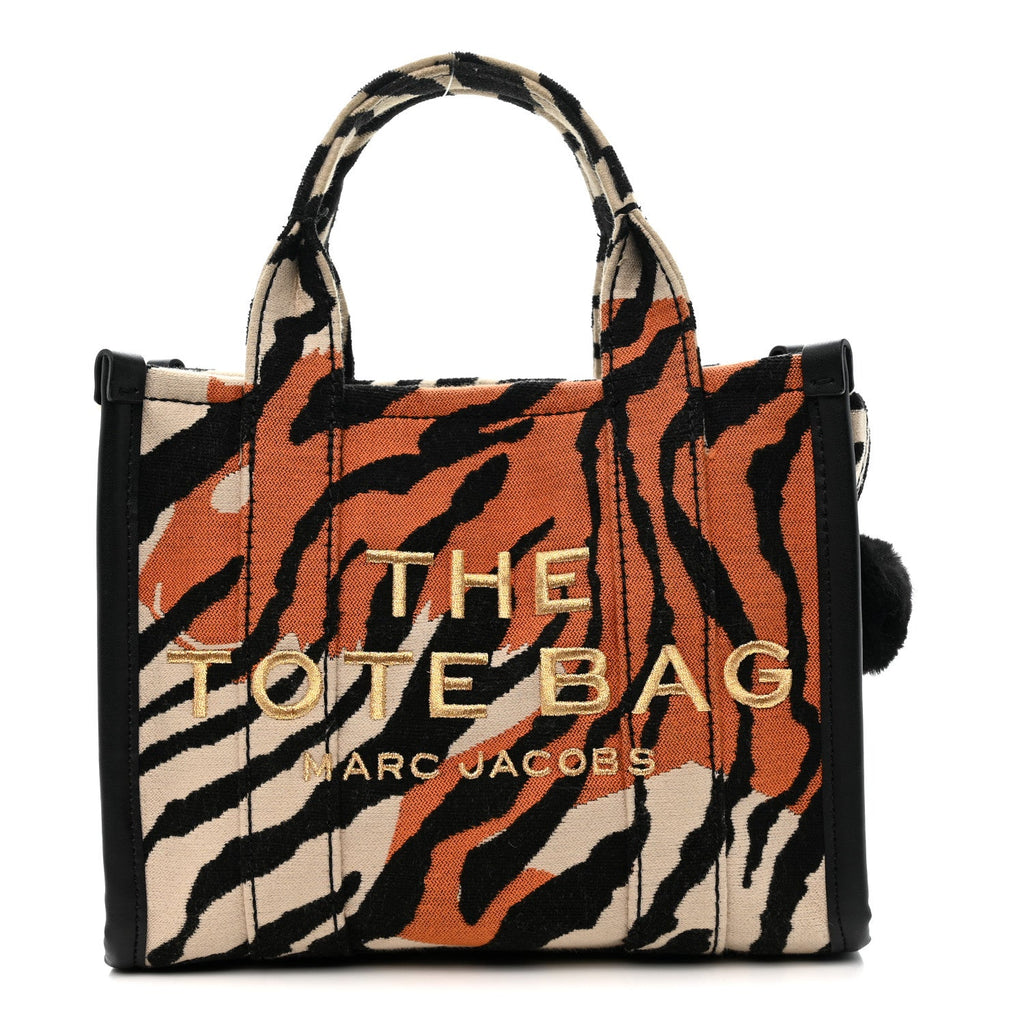 Cotton Canvas Zebra Tiger Print Mini The Traveler Tote Bag