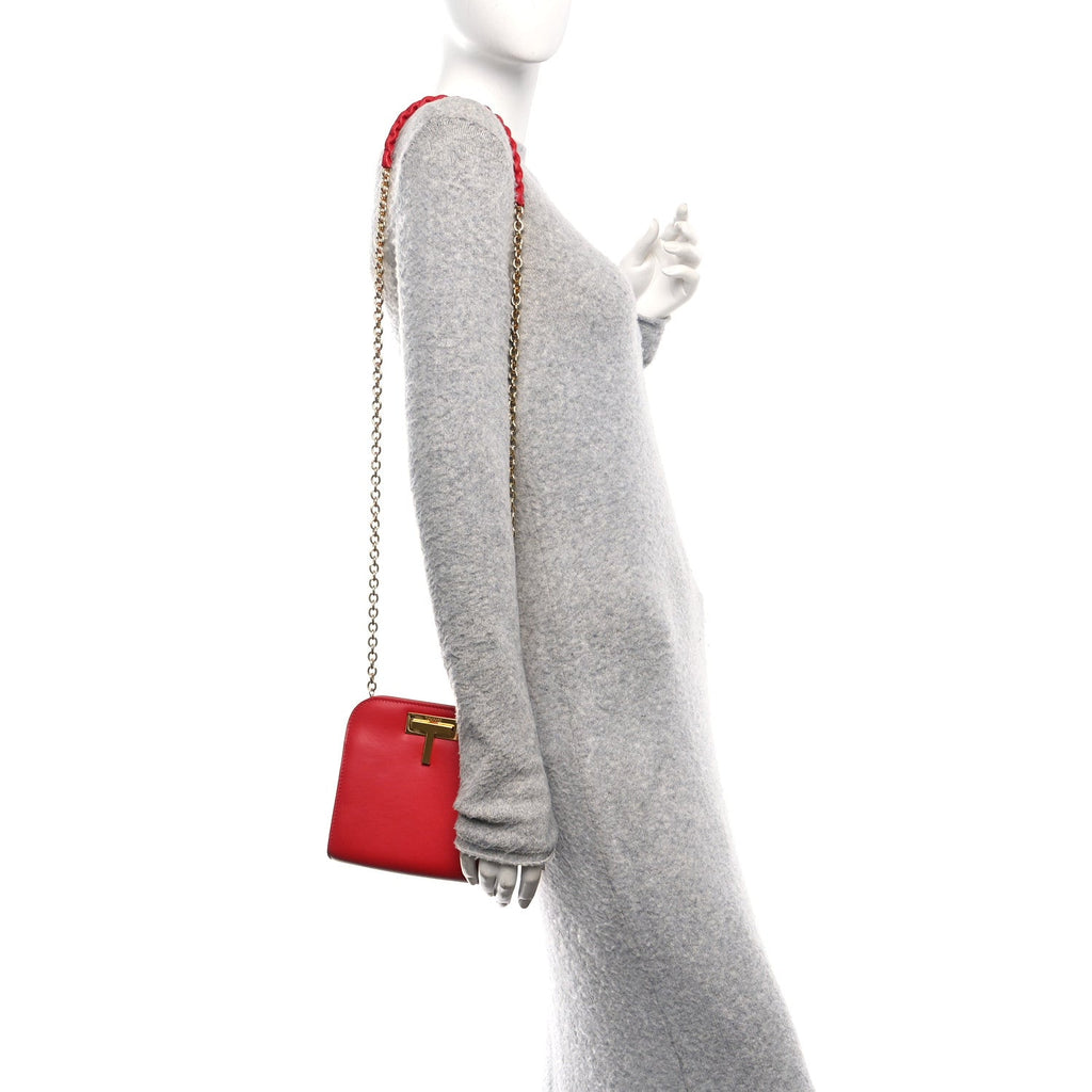 Calfskin Cosmo T Lock Chain Bag Red