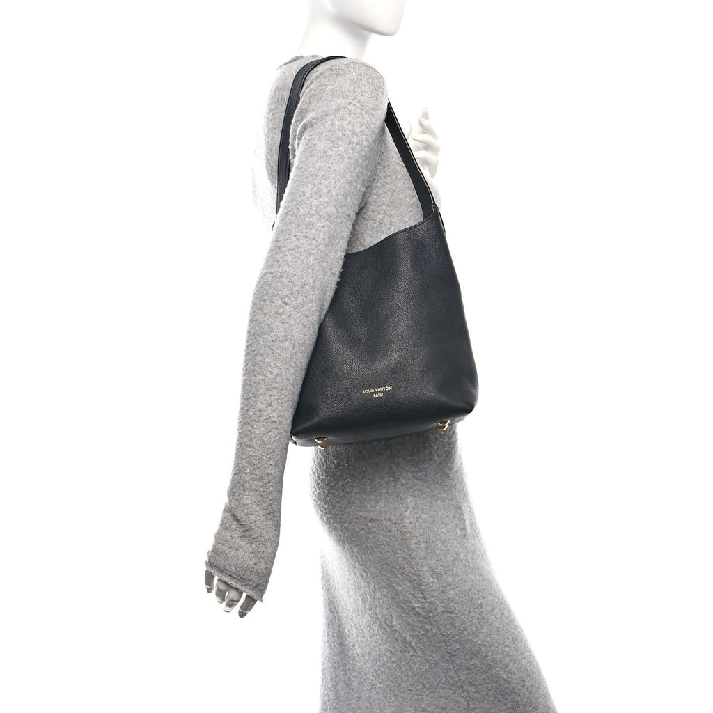 Grained Calfskin Low Key Hobo PM Black