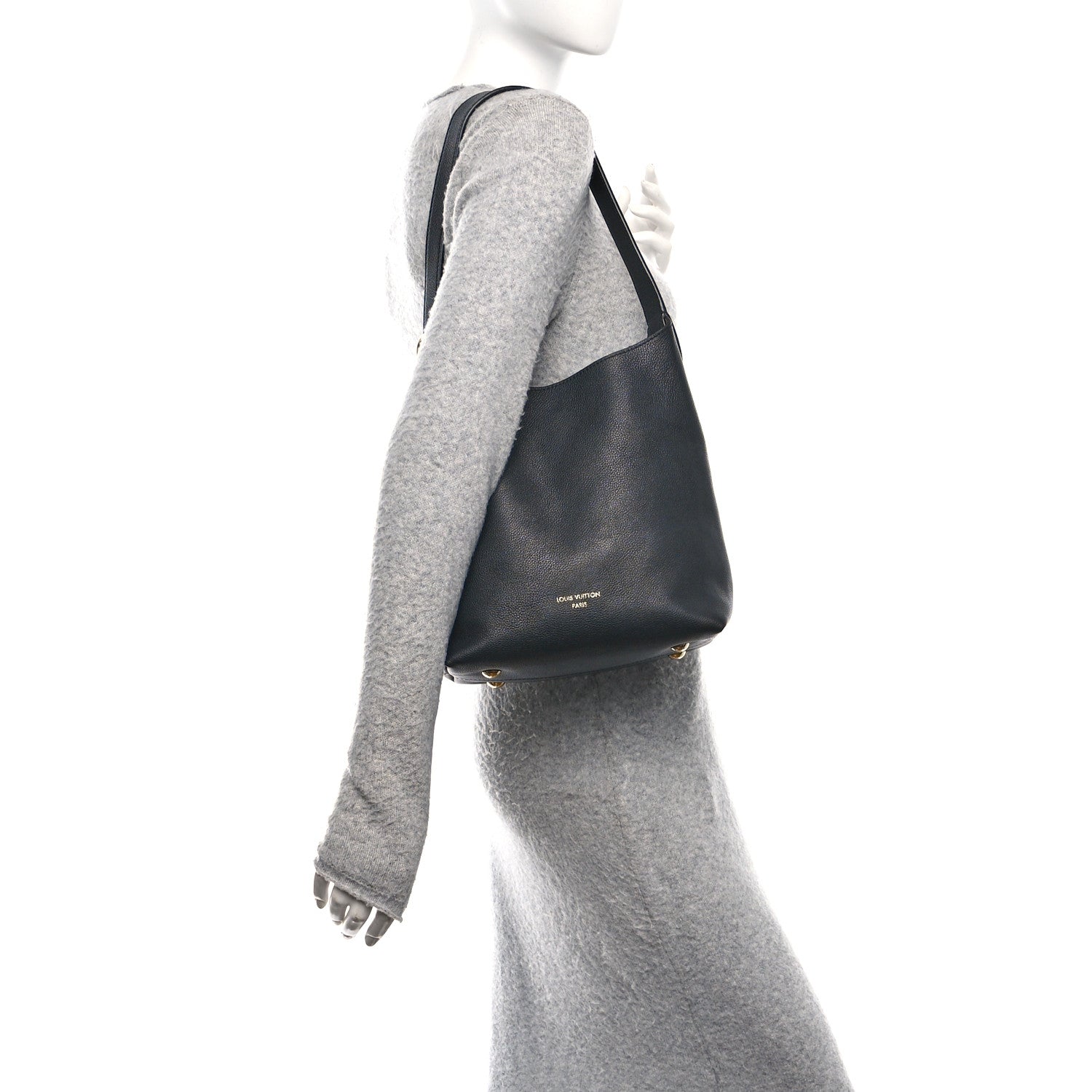Grained Calfskin Low Key Hobo PM Black