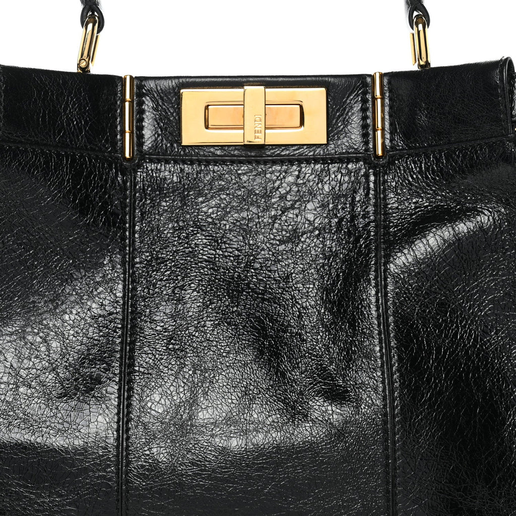 Agnello Old Shine Medium Peekaboo Iconic Satchel Black