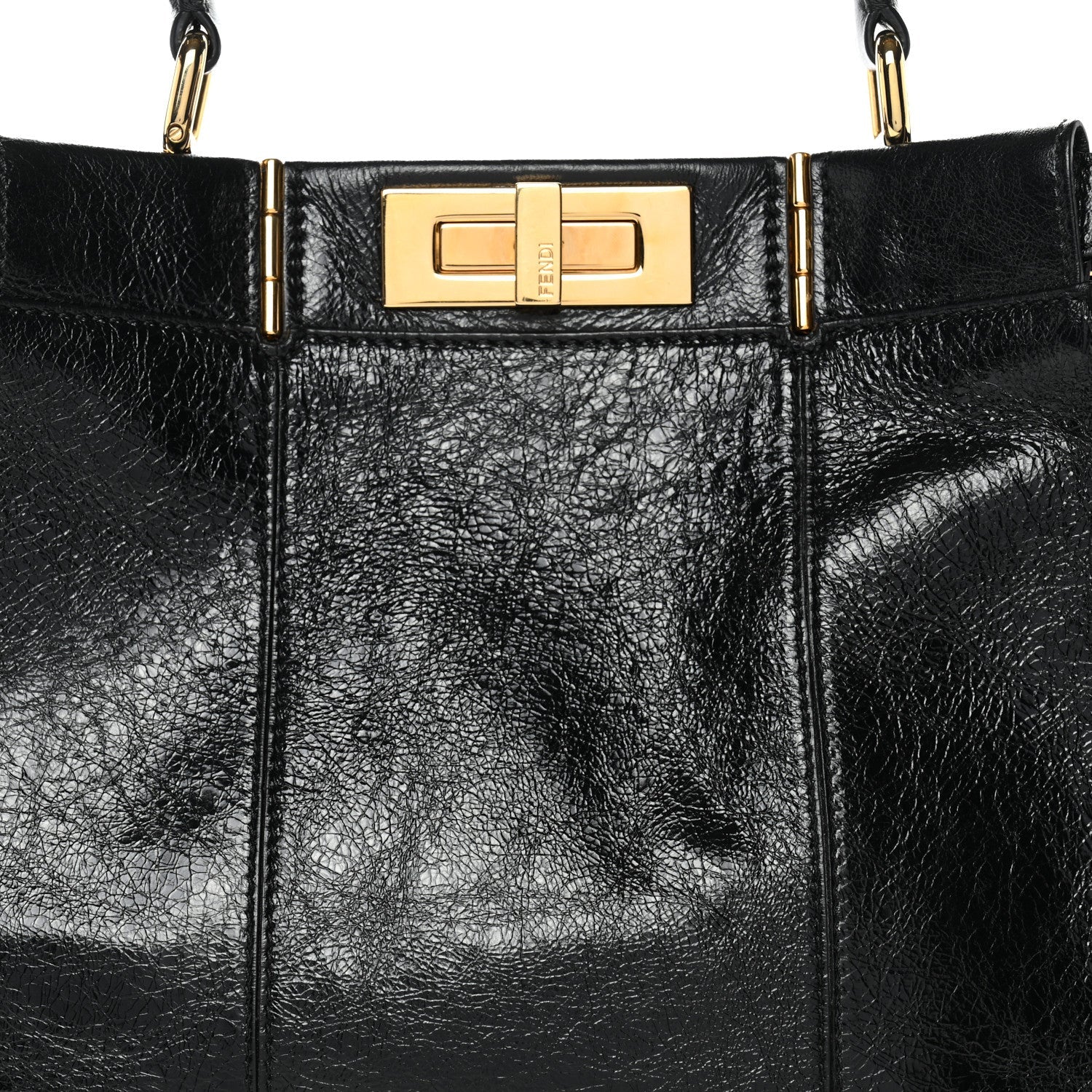 Agnello Old Shine Medium Peekaboo Iconic Satchel Black