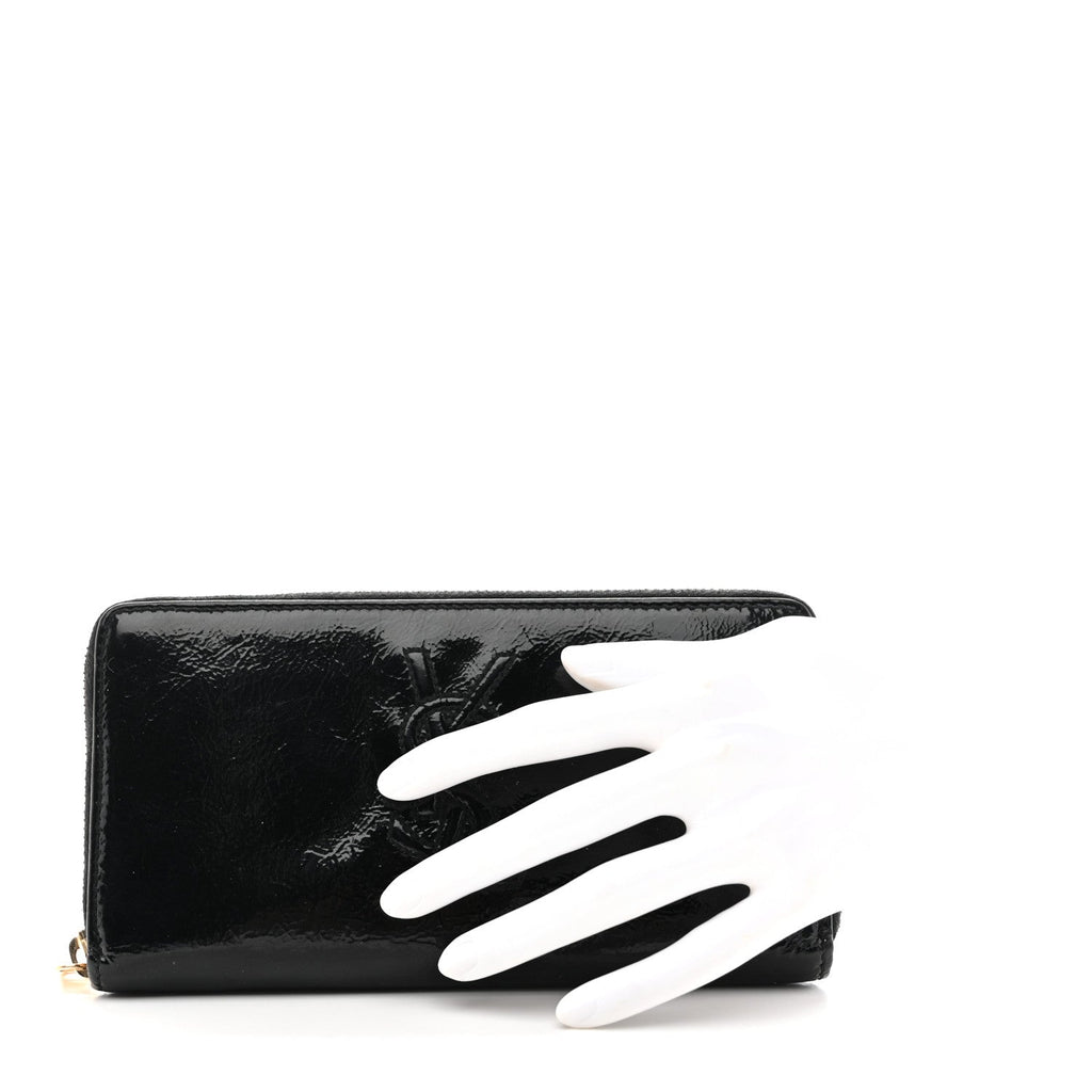 Textured Patent Monogram Belle De Jour Zip Around Wallet Black