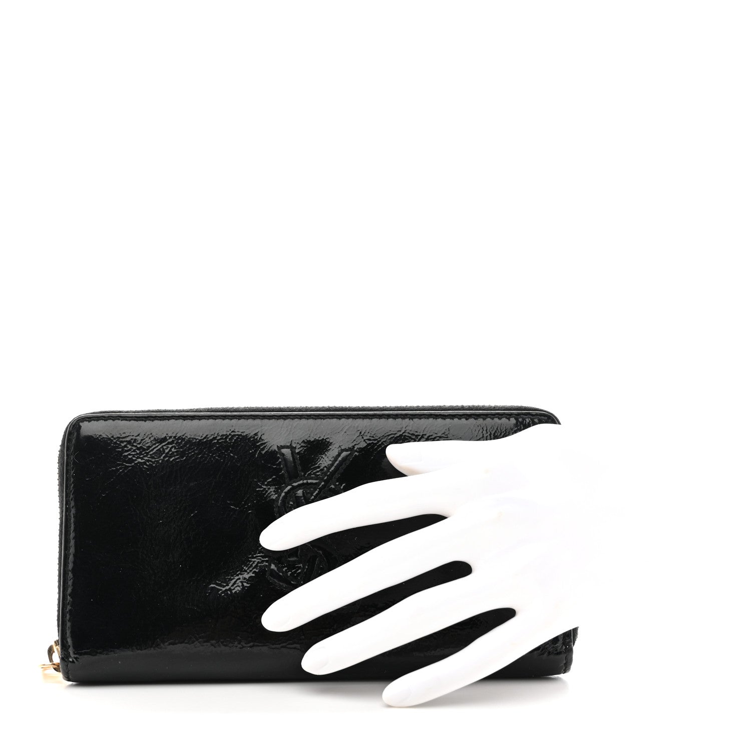 Textured Patent Monogram Belle De Jour Zip Around Wallet Black