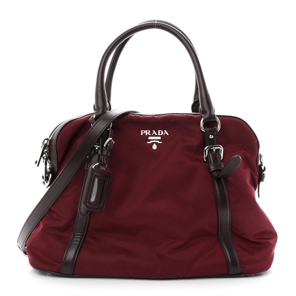 Nylon Tessuto Soft Calf Small Tote Granato