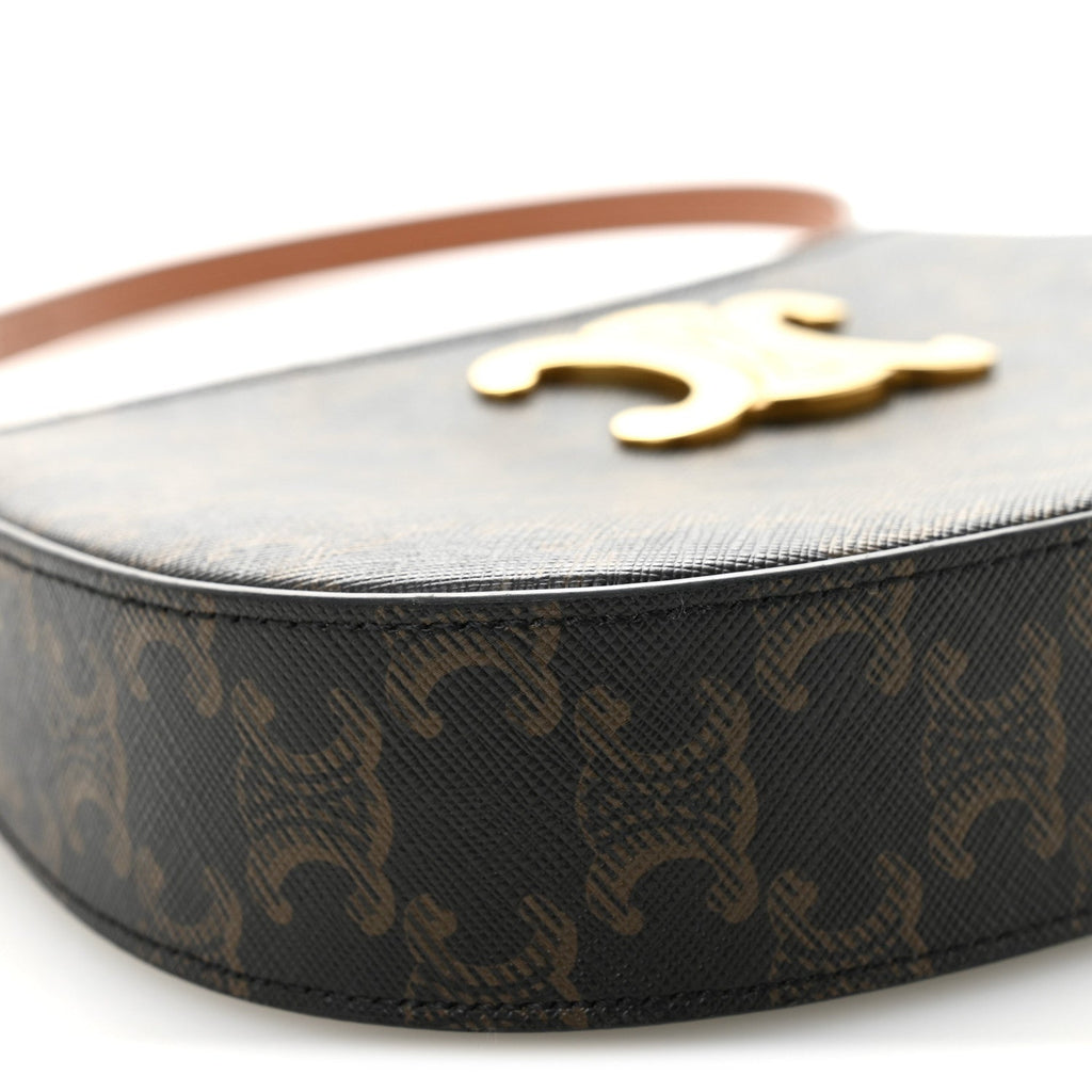 Triomphe Canvas Calfskin Medium Tilly Triomphe Shoulder Bag Tan