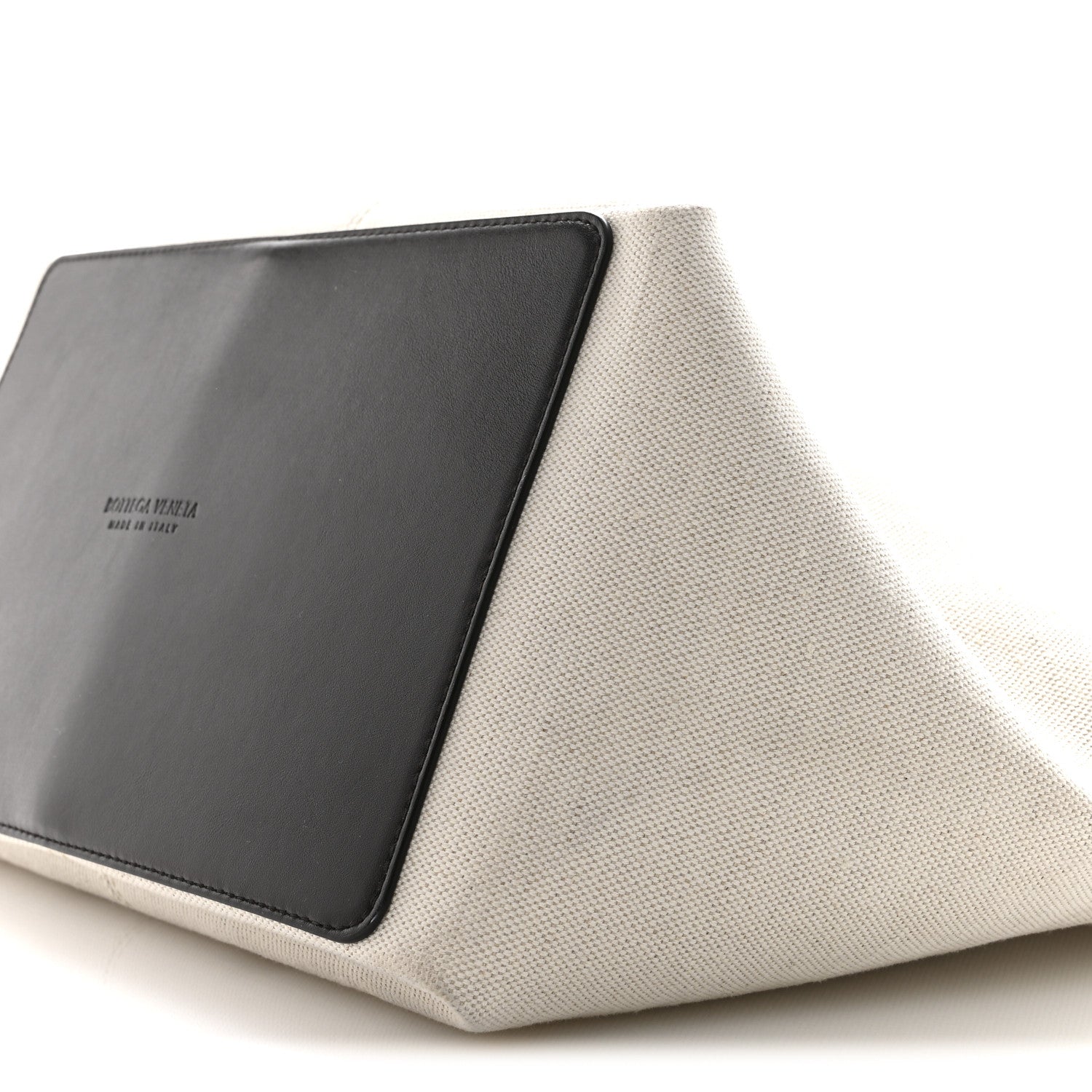 Canvas Mix Nappa Intrecciato Medium Flip Flap Tote Natural Fondant