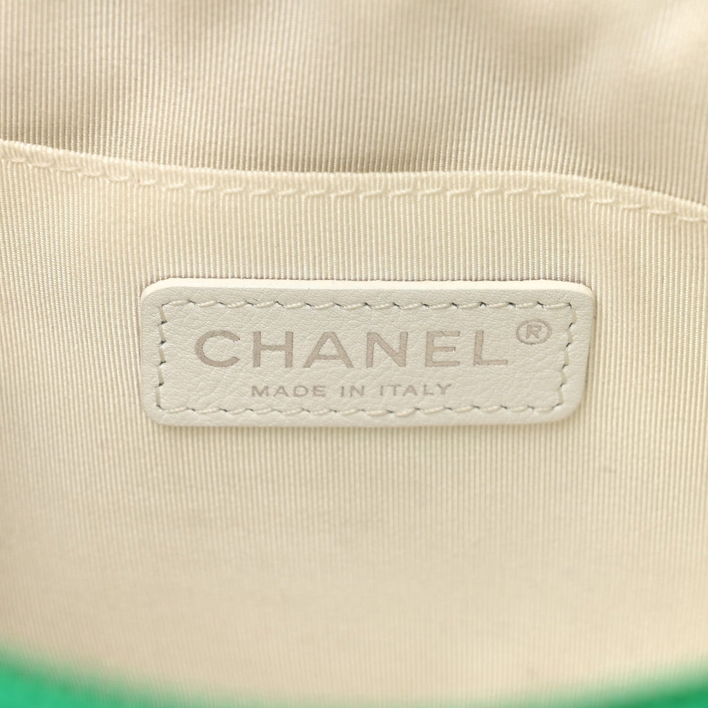 Mesh Fabric Quilted Camera Bag Green White