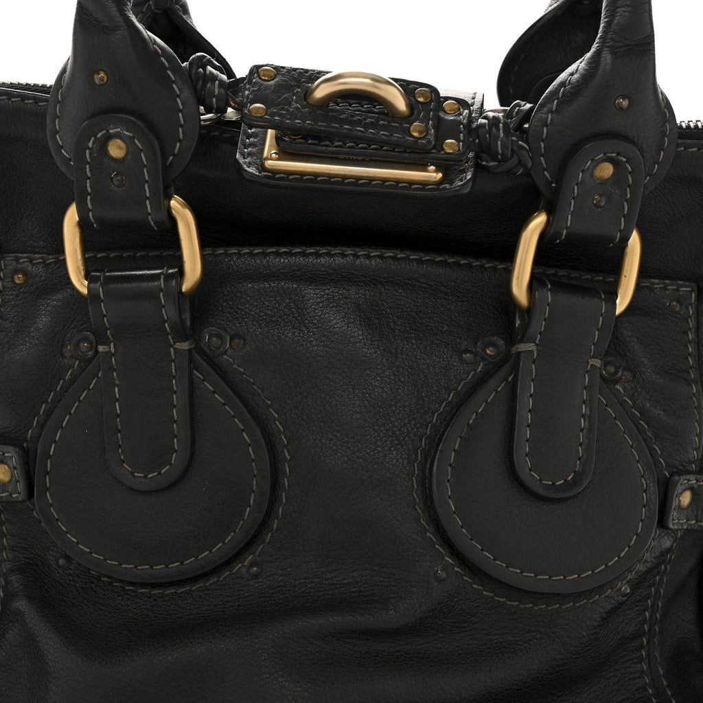 Grained Calfskin Paddington Tote Black