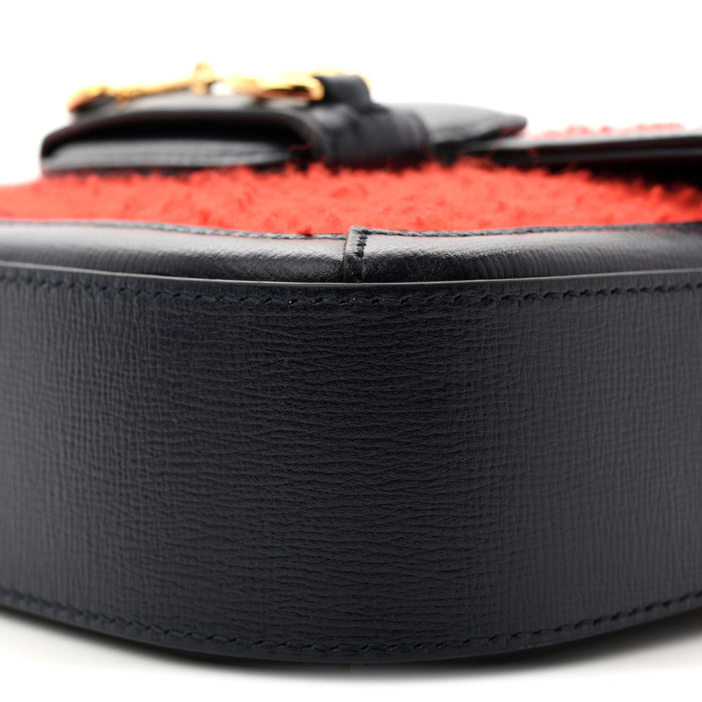 Casy Wool Azalea Calfskin Mini Horsebit 1955 Shoulder Bag Bitter Sweet Blue