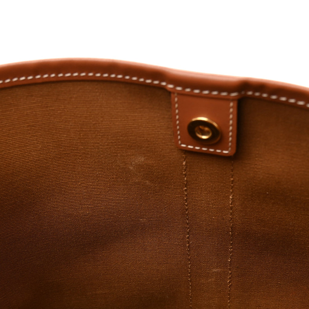 Triomphe Canvas Calfskin Medium Bucket Bag Tan