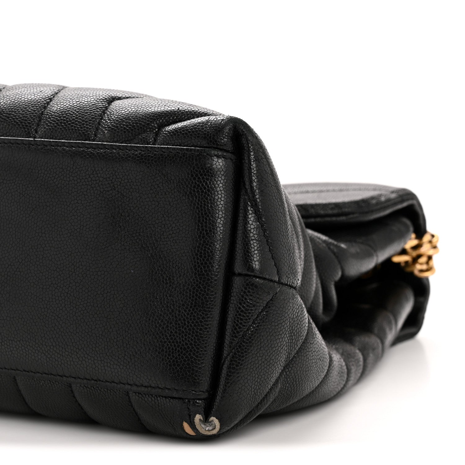Grain de Poudre Calfskin Y Quilted Monogram Medium Loulou Chain Satchel Black