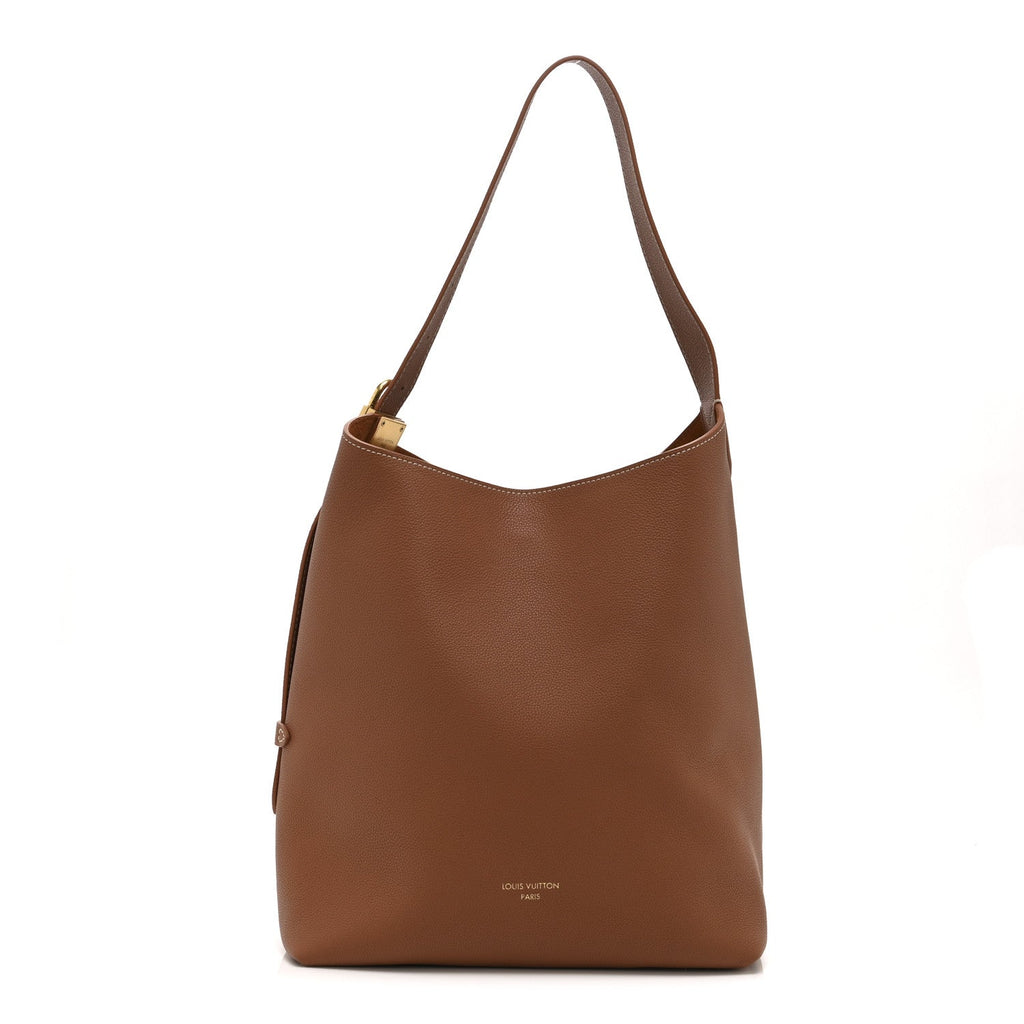 Grained Calfskin Low Key Hobo MM Cognac